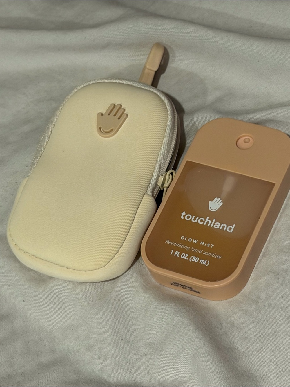 Touch land hand sanitizer with case rose water light pink case